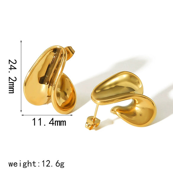 Women's Simple Light Luxury Highend Titanium Steel Irregular Arc Geometric Electroplated Earrings