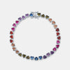 Women's Simple Light Luxury S925 Silver Love Rainbow Zircon Bracelet With Geometric Pattern And Diamond Design