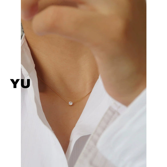 Women's Simple Light Luxury Titanium Steel Star Pendant Necklace With Zircon Clavicle Chain And Vacuum Plated Finish