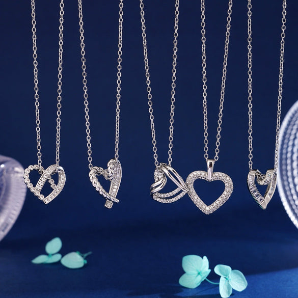 Women's Simple Love Necklace Copper Mixed Gemstone Inlay Heart Shape Electroplating Jewelry