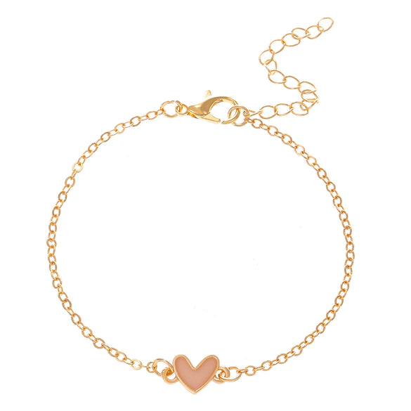 Women's Simple Love Oil Dropping Alloy Heart Shaped Necklace And Clavicle Bracelet