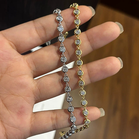 Women's Simple Luxurious Trendy Niche Design Diamond Bubble Moissanite Bracelet In Exquisite Sterling Silver Set With Diamonds