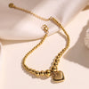 Women's Simple Metal Style Heart Geometric Pattern Stainless Steel Beaded Bracelet With Electroplating