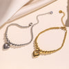 Women's Simple Metal Style Heart Geometric Pattern Stainless Steel Beaded Bracelet With Electroplating