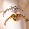 Women's Simple Metal Style Heart Geometric Pattern Stainless Steel Beaded Bracelet With Electroplating