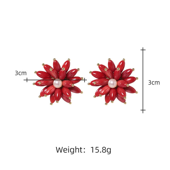 Women's Simple Natural Geometric Titanium Steel Electroplated Pearl Earrings