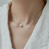 Women's Simple Natural Pearl Smile Necklace With Titanium Steel Snake Bone Chain And Electroplated Gold Color Finish