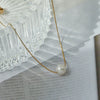 Women's Simple Natural Pearl Smile Necklace With Titanium Steel Snake Bone Chain And Electroplated Gold Color Finish