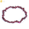 Women's Simple Natural Stone Crystal Chip Bead Bracelet With Elastic String Red Garnet Style