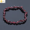 Women's Simple Natural Stone Crystal Chip Bead Bracelet With Elastic String Red Garnet Style