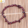 Women's Simple Natural Stone Crystal Chip Bead Bracelet With Elastic String Red Garnet Style