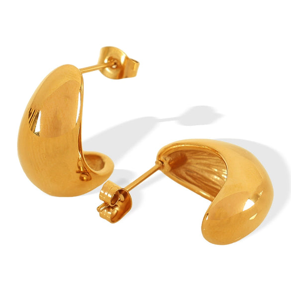 Women's Simple Natural Style 316L Stainless Steel C Ring Earrings With Electroplating
