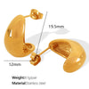 Women's Simple Natural Style 316L Stainless Steel C Ring Earrings With Electroplating