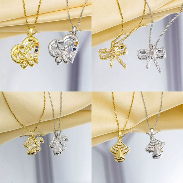 Women's Simple Necklace Copper 925 Silver Pendant O Word Chain Gold Plated Electroplating