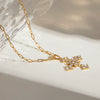 Women's Simple Necklace With White Diamond Pendant Tbar Titanium Steel And Stainless Steel Box Chain Electroplated
