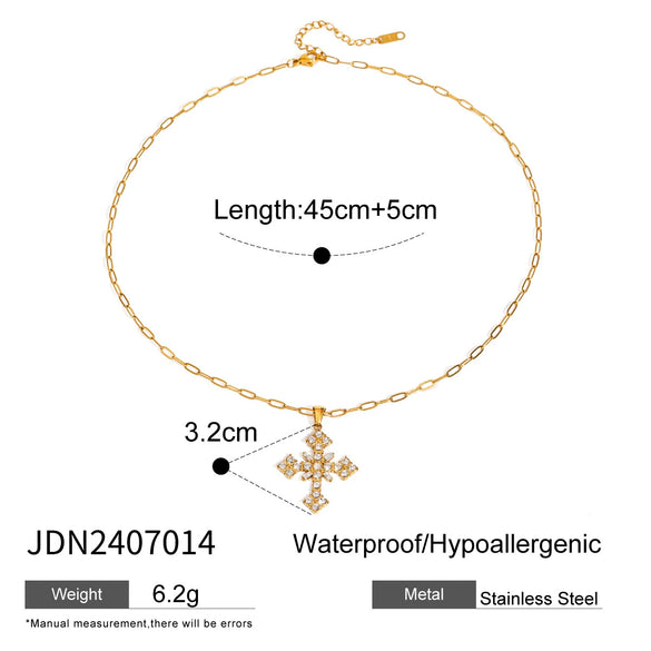 Women's Simple Necklace With White Diamond Pendant Tbar Titanium Steel And Stainless Steel Box Chain Electroplated