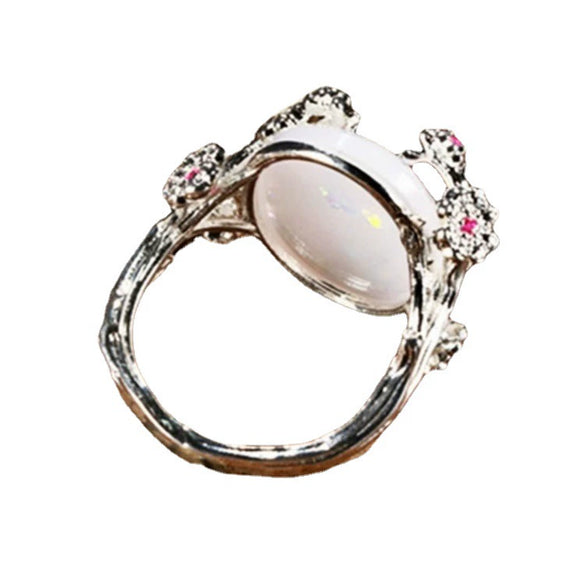 Women's Simple Opal Flower Branch Ring Alloy Electroplated Fashion Statement Ring