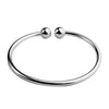 Women's Simple Open Bead Bracelet Copper Electroplated Silver Tone Jewelry Popular Style