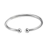 Women's Simple Open Bead Bracelet Copper Electroplated Silver Tone Jewelry Popular Style