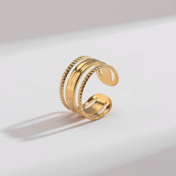 Women's Simple Opening Adjustable Titanium Steel Ring With Geometric Design And Electroplating Treatment