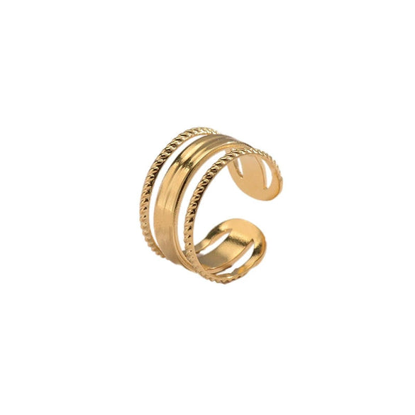 Women's Simple Opening Adjustable Titanium Steel Ring With Geometric Design And Electroplating Treatment