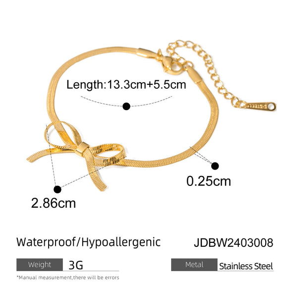 Women's Simple Personality Stainless Steel Bow Bracelet Jewelry With Electroplating