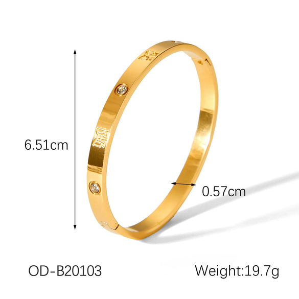 Women's Simple Plain Stainless Steel Titanium Steel Ins Style Ring Bracelet With Pvd Vacuum Plating And Electroplating