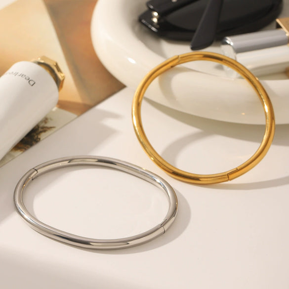 Women's Simple Plain Stainless Steel Titanium Steel Ins Style Ring Bracelet With Pvd Vacuum Plating And Electroplating