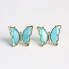 Women's Simple Polished Glass Glaze Butterfly Bow Earrings Sweet Forest Style Dangle Earrings