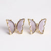 Women's Simple Polished Glass Glaze Butterfly Bow Earrings Sweet Forest Style Dangle Earrings