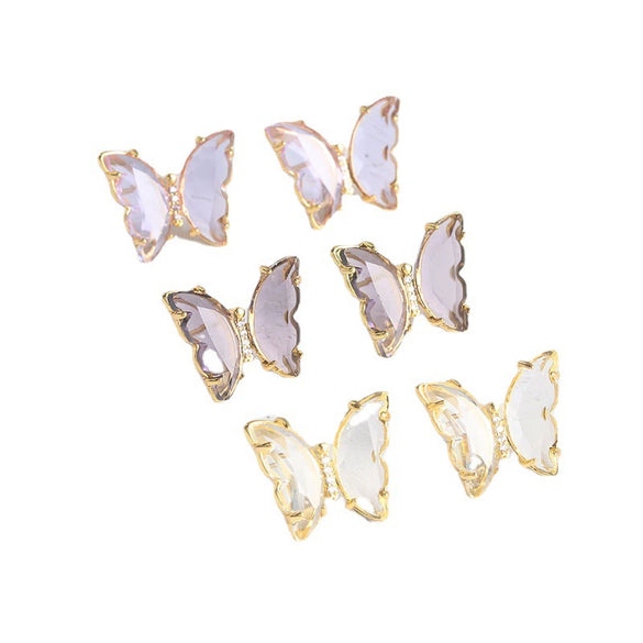 Women's Simple Polished Glass Glaze Butterfly Bow Earrings Sweet Forest Style Dangle Earrings