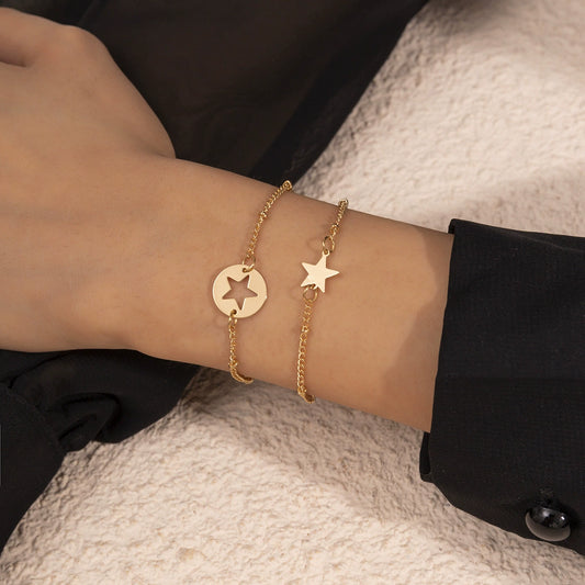 Women's Simple Retro Metal Copper Heartshaped Butterfly Bracelet