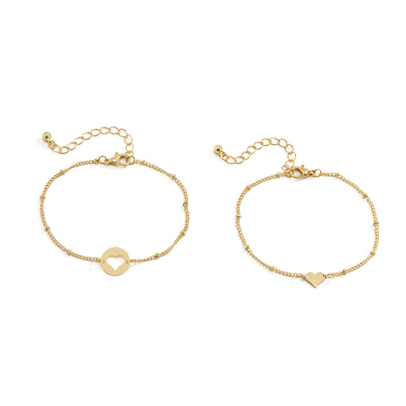 Women's Simple Retro Metal Copper Heartshaped Butterfly Bracelet