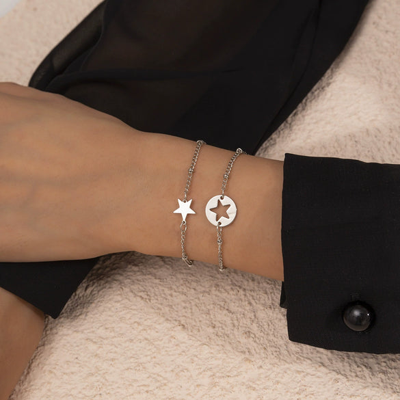 Women's Simple Retro Metal Copper Heartshaped Butterfly Bracelet