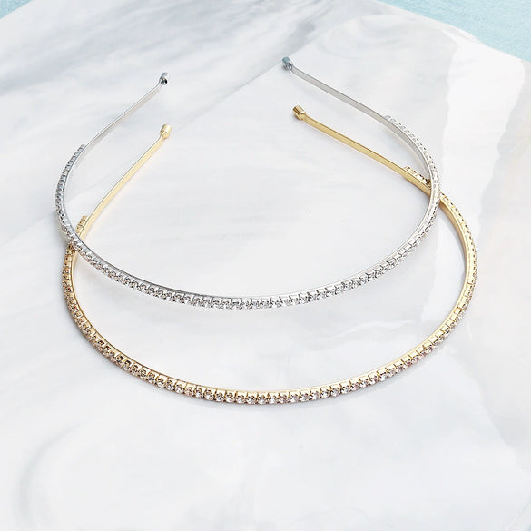 Women's Simple Rhinestone Thin Hair Hoop Diamond Style Daily Versatile Headband For Hair Accessories