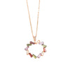 Women's Simple Rose Gold Color Heart Pendant Necklace With Artificial Zircon Inlay And O Chain
