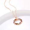 Women's Simple Rose Gold Color Heart Pendant Necklace With Artificial Zircon Inlay And O Chain