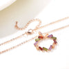 Women's Simple Rose Gold Color Heart Pendant Necklace With Artificial Zircon Inlay And O Chain