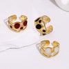 Women's Simple Round Open Ring In Stainless Steel With Gold Plated Electroplated Oil Drip Vintage Jewelry Design