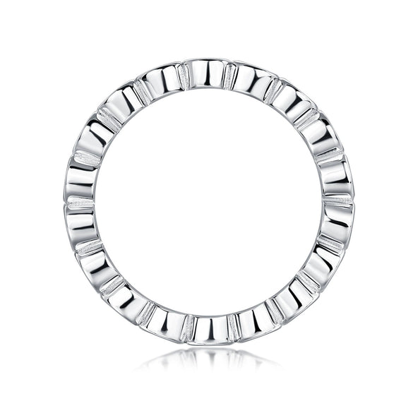 Women's Simple Row Ring 925 Sterling Silver Geometric Moissanite Set With Diamonds