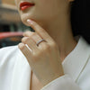 Women's Simple Row Ring 925 Sterling Silver Geometric Moissanite Set With Diamonds