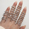 Women's Simple S925 Silver Vshaped Single Row Ring With Geometric Design