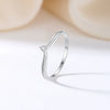 Women's Simple S925 Silver Vshaped Single Row Ring With Geometric Design