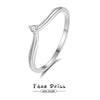 Women's Simple S925 Silver Vshaped Single Row Ring With Geometric Design