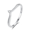 Women's Simple S925 Silver Vshaped Single Row Ring With Geometric Design