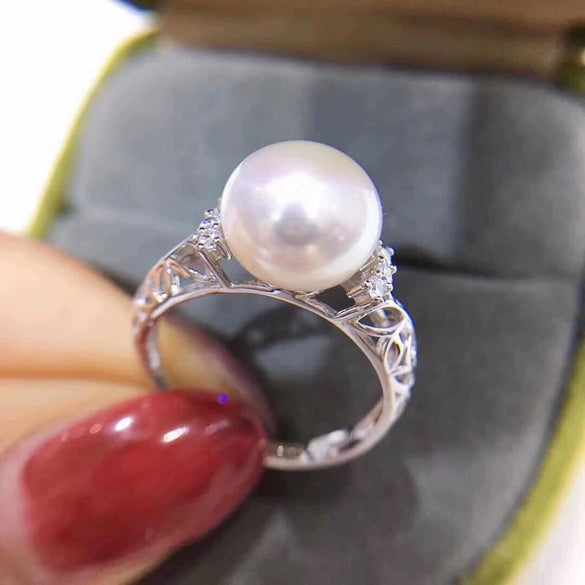 Women's Simple S925 Sterling Silver Openended Ring With Natural Freshwater Pearl