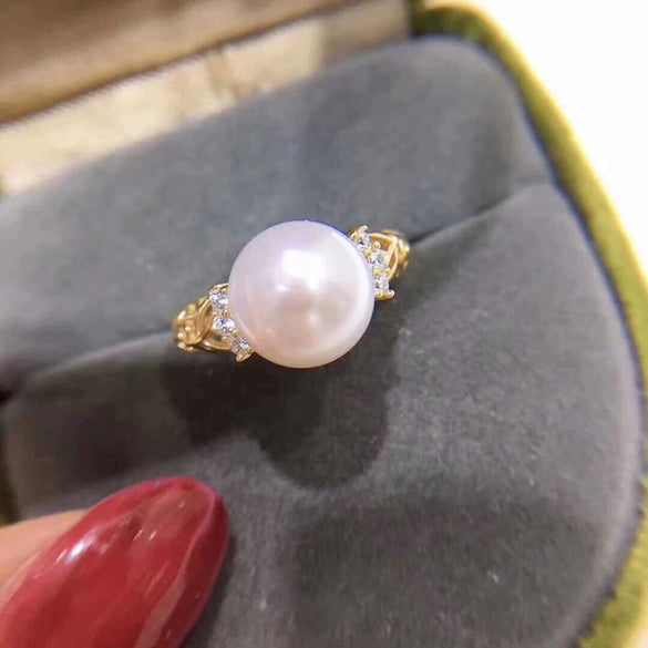 Women's Simple S925 Sterling Silver Openended Ring With Natural Freshwater Pearl