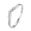 Women's Simple S925 Sterling Silver Stacked Ring With Diamond Set Zircon And Crown Tail Design