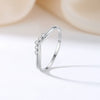 Women's Simple S925 Sterling Silver Stacked Ring With Diamond Set Zircon And Crown Tail Design