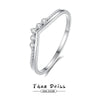 Women's Simple S925 Sterling Silver Stacked Ring With Diamond Set Zircon And Crown Tail Design